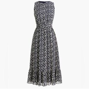 J. Crew Factory Navy with White Floral Midi Dress - Size 0